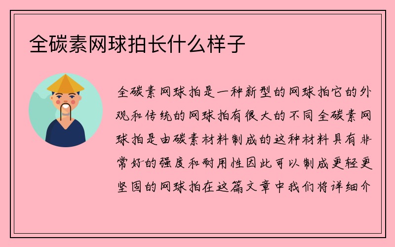 全碳素网球拍长什么样子